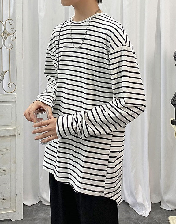 White Long Sleeve Striped T-Shirt