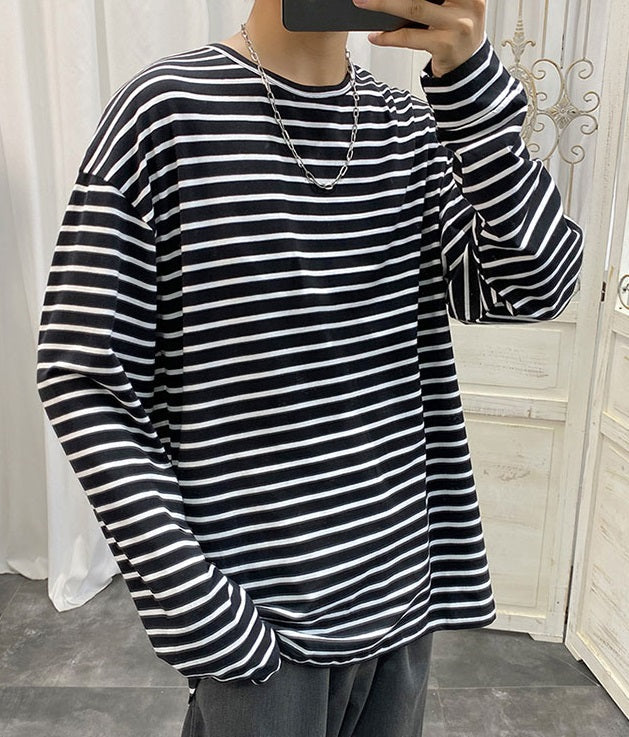 White Long Sleeve Striped T-Shirt