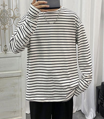 White Long Sleeve Striped T-Shirt