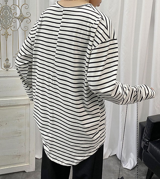 White Long Sleeve Striped T-Shirt