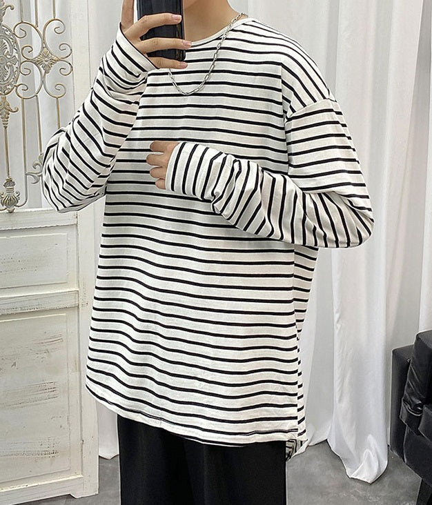 White Long Sleeve Striped T-Shirt