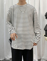 White Long Sleeve Striped T-Shirt