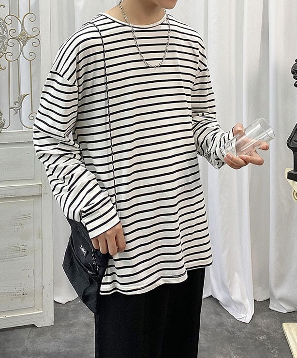 White Long Sleeve Striped T-Shirt