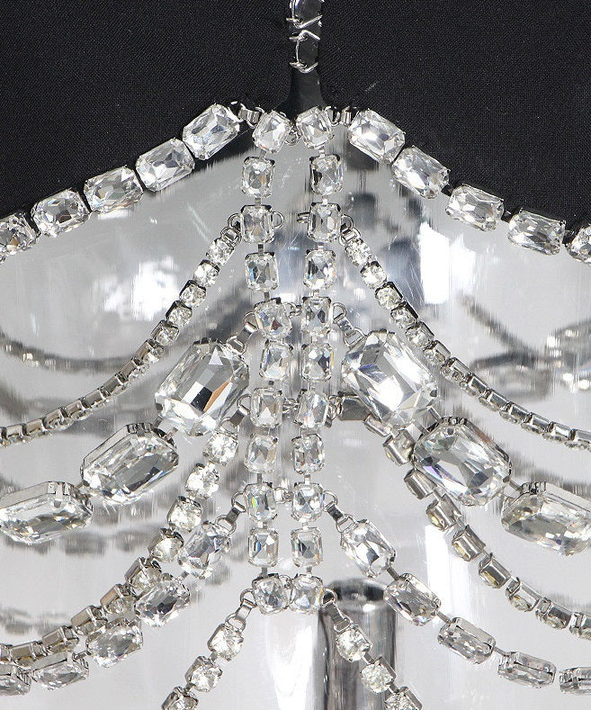 Black Crystal Chain Cropped Jacket