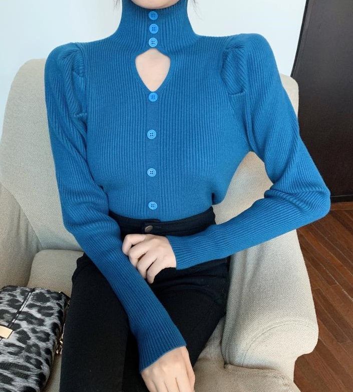 Black Cut-Out Puff Sleeve Top