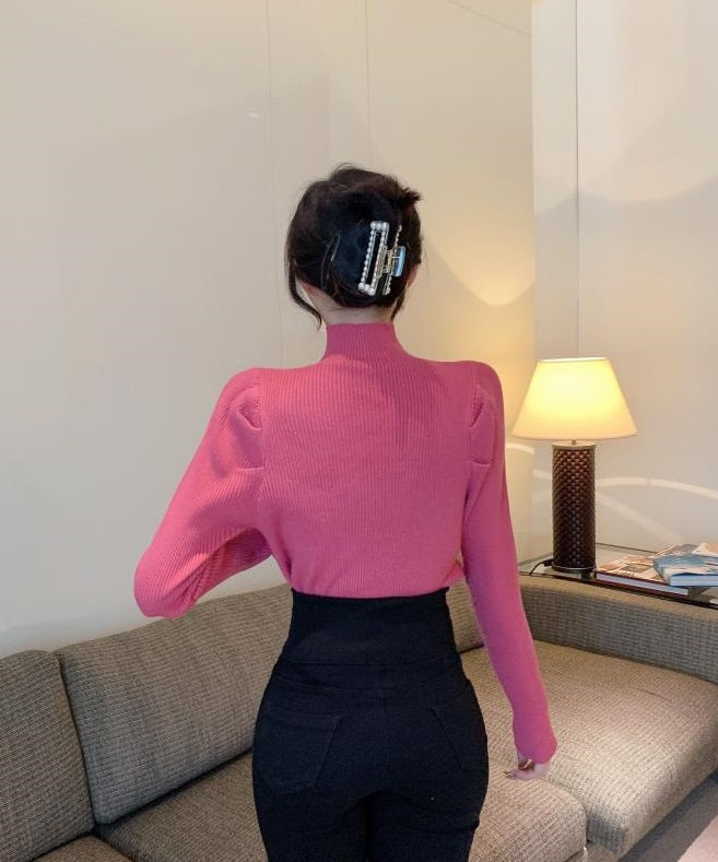 Black Cut-Out Puff Sleeve Top