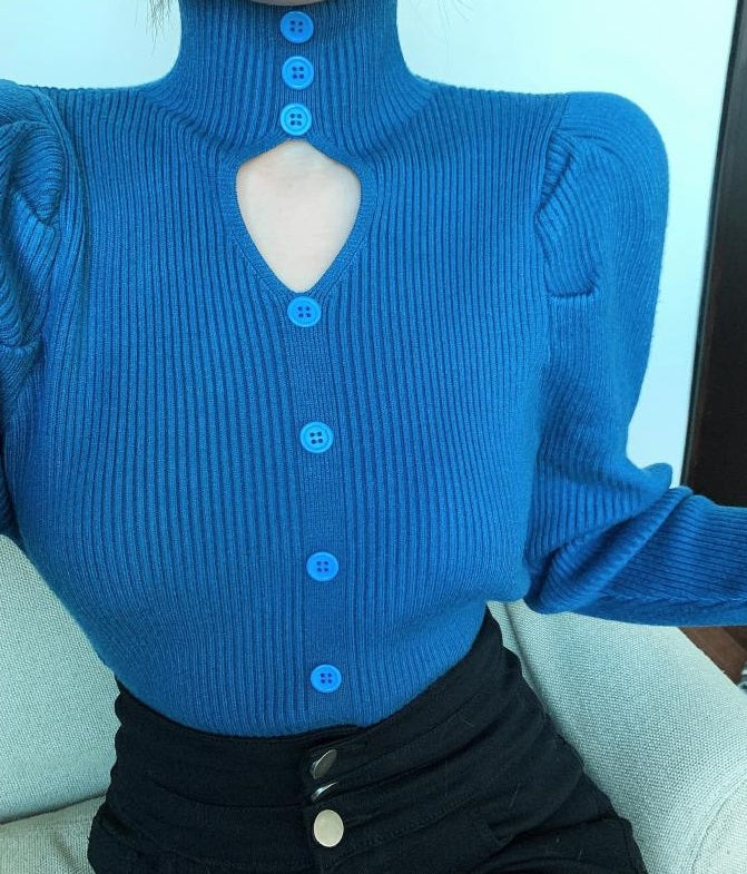 Black Cut-Out Puff Sleeve Top