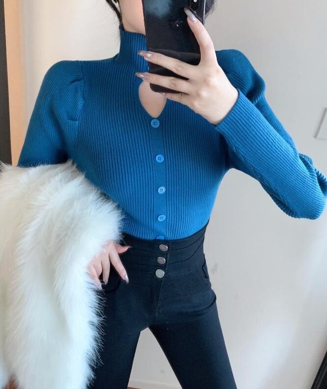Black Cut-Out Puff Sleeve Top