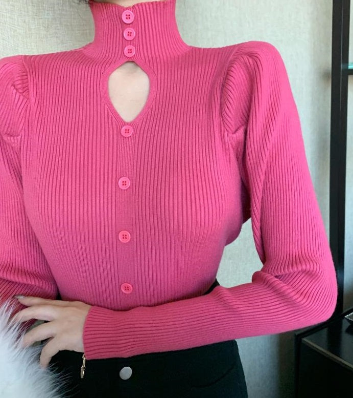Black Cut-Out Puff Sleeve Top
