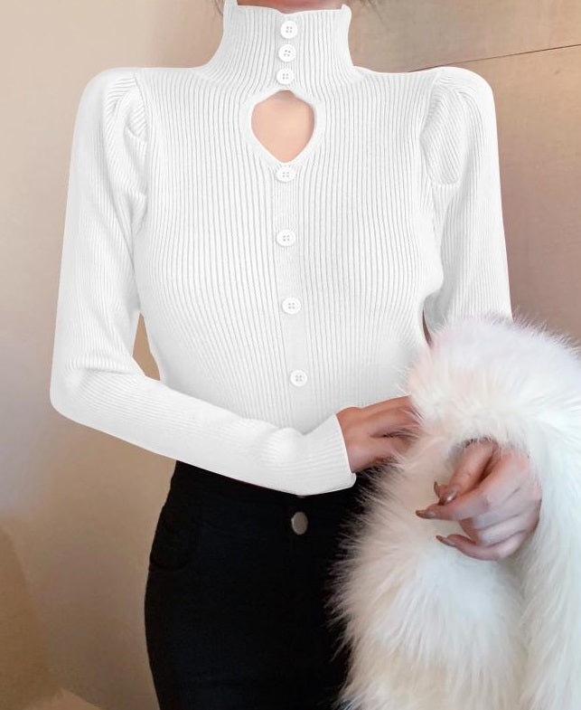 Black Cut-Out Puff Sleeve Top
