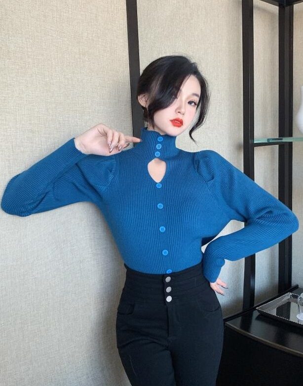Black Cut-Out Puff Sleeve Top