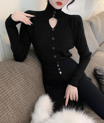 Black Cut-Out Puff Sleeve Top