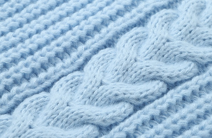 Blue Retro Ruffled Sweater