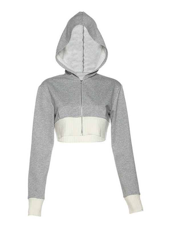 Grey Cropped Hooded Jacket