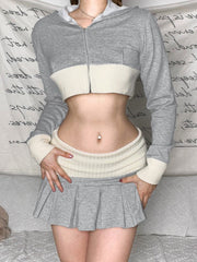 Grey Cropped Hooded Jacket