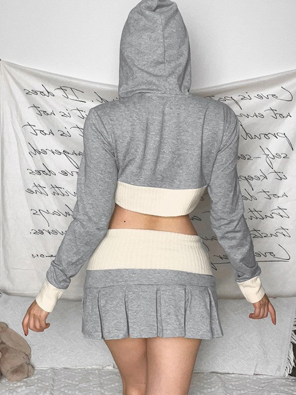 Grey Cropped Hooded Jacket