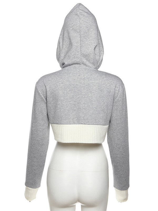 Grey Cropped Hooded Jacket