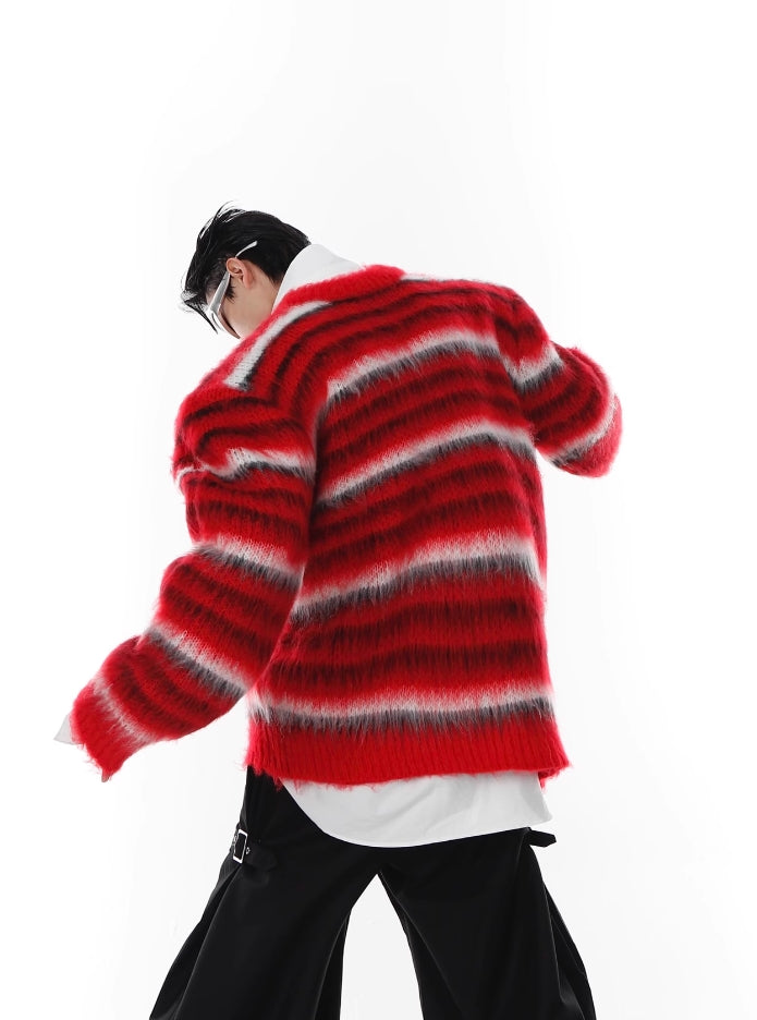 Red Striped Mohair Sweater