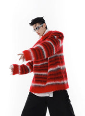 Red Striped Mohair Sweater