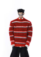 Red Striped Mohair Sweater
