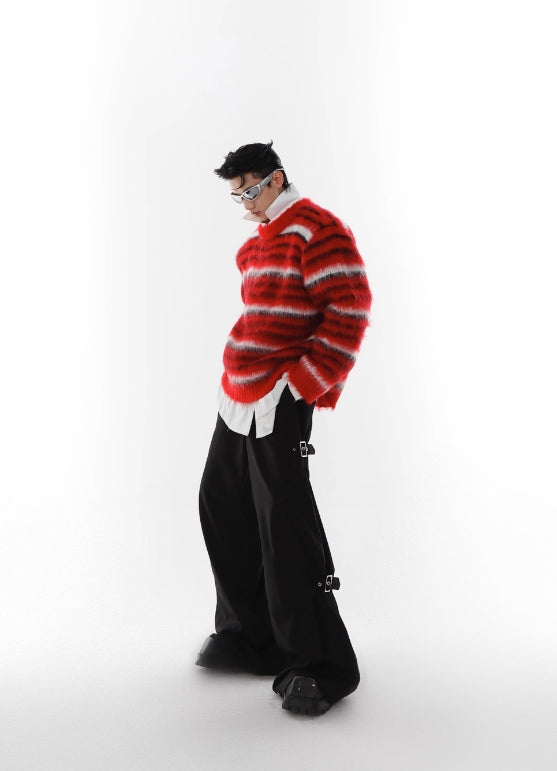 Red Striped Mohair Sweater