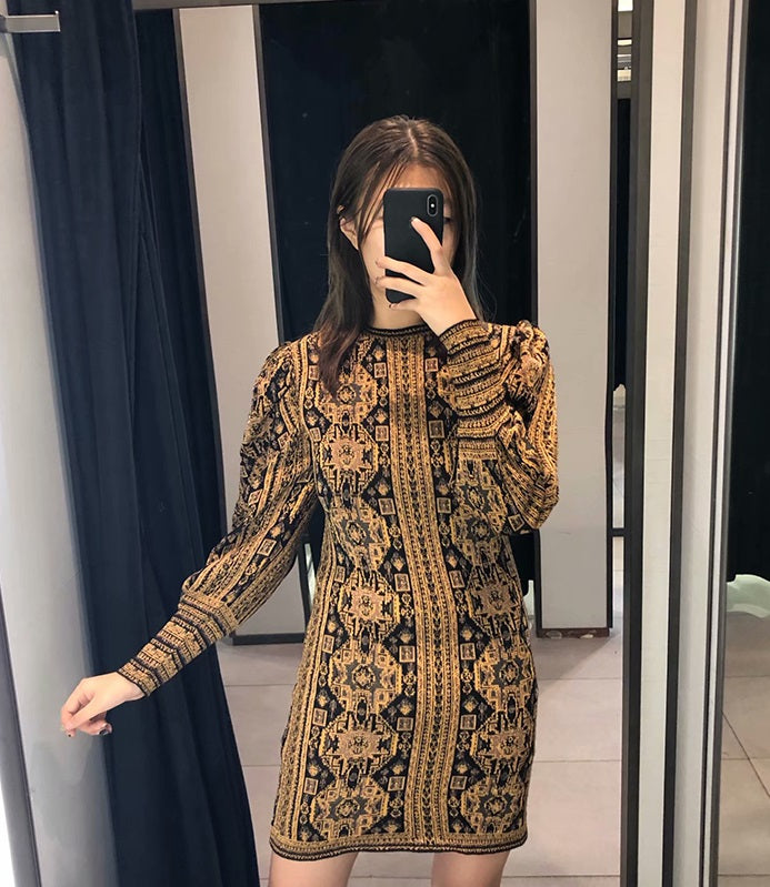 Brown Aztec Mini Dress