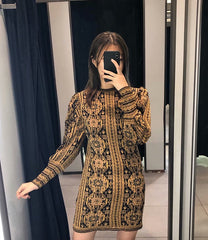 Brown Aztec Mini Dress
