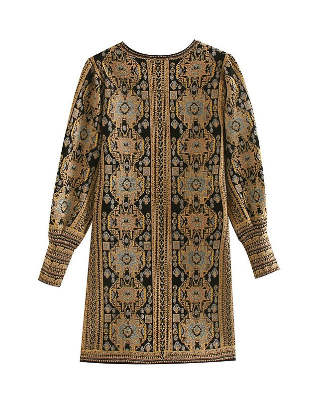 Brown Aztec Mini Dress