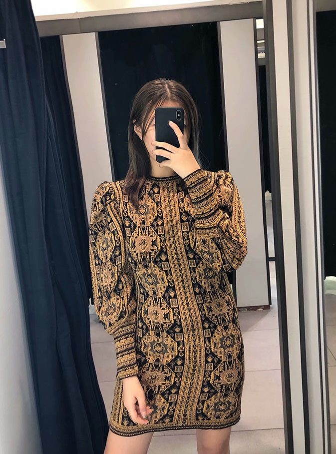 Brown Aztec Mini Dress