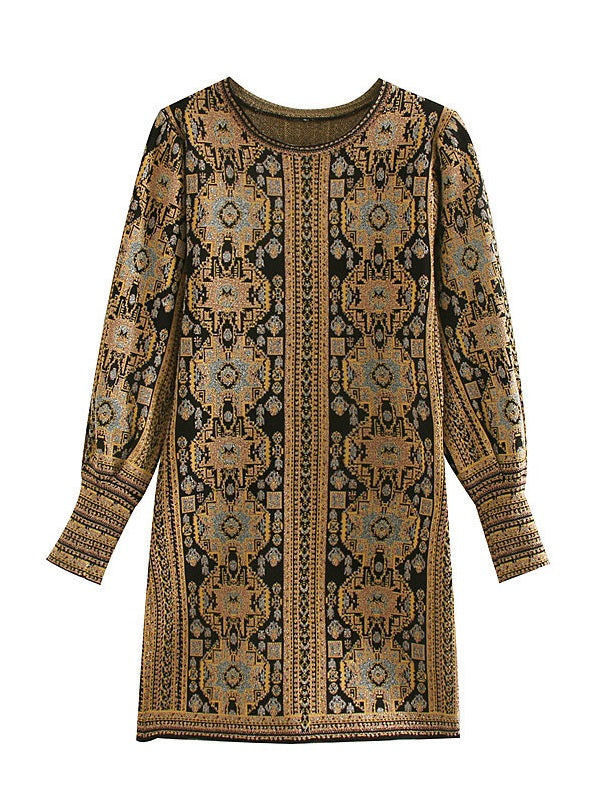 Brown Aztec Mini Dress