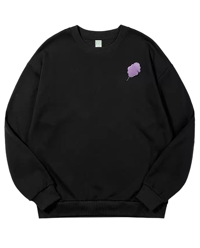 Black Cotton Candy Embroidered Sweatshirt