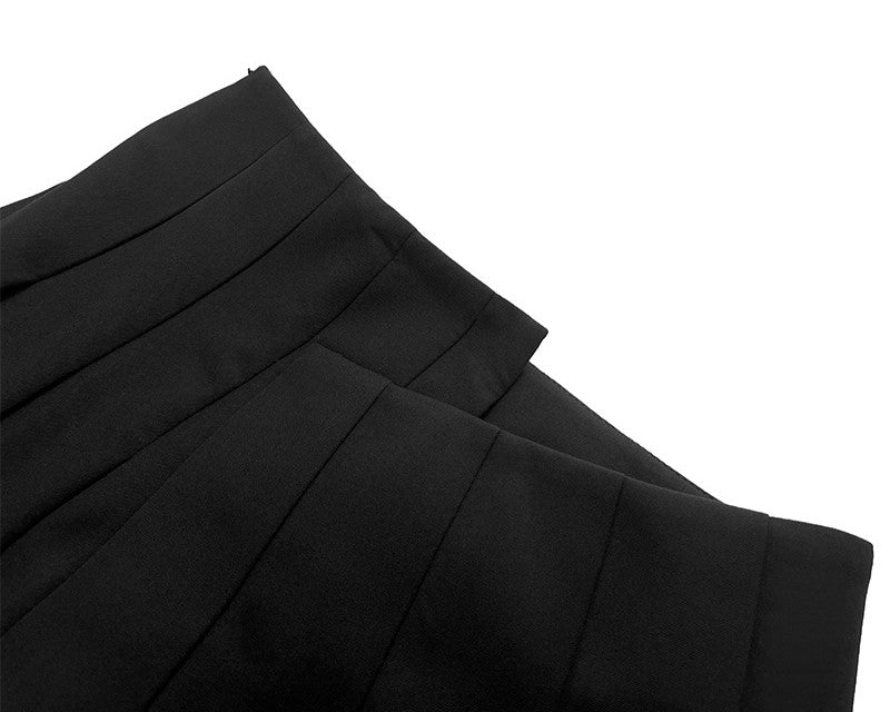 Black Pleated Skirt With Bow Detail