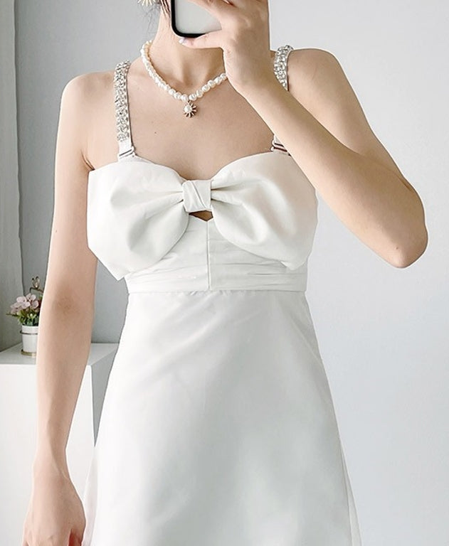White Bow Mini Dress
