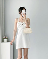 White Bow Mini Dress