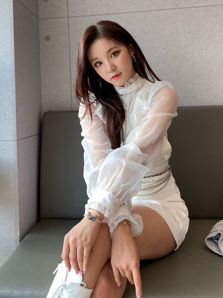White Bow Mini Dress