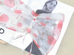White Floral See-Through Long Cardigan