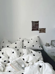 White & Black Polka Dot Bedding Set