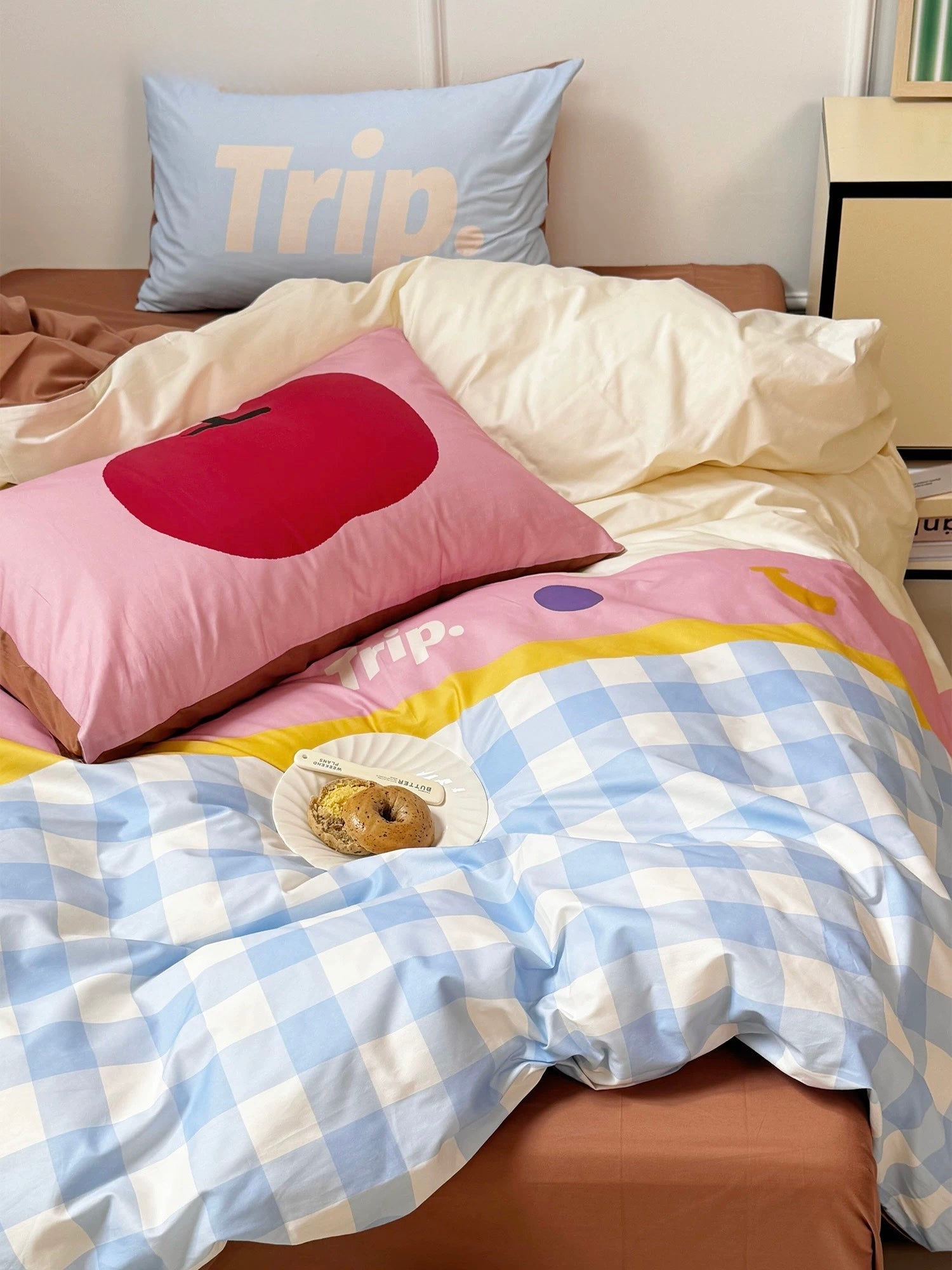Gingham Pastel Cotton Bedding Set