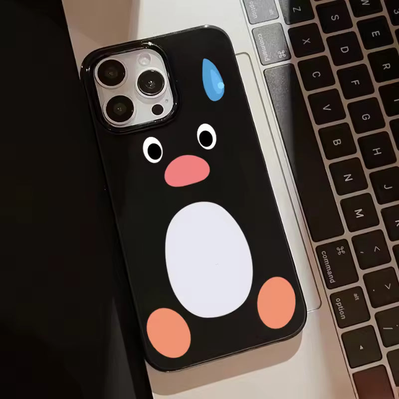 Black Cartoon Penguin iPhone Case