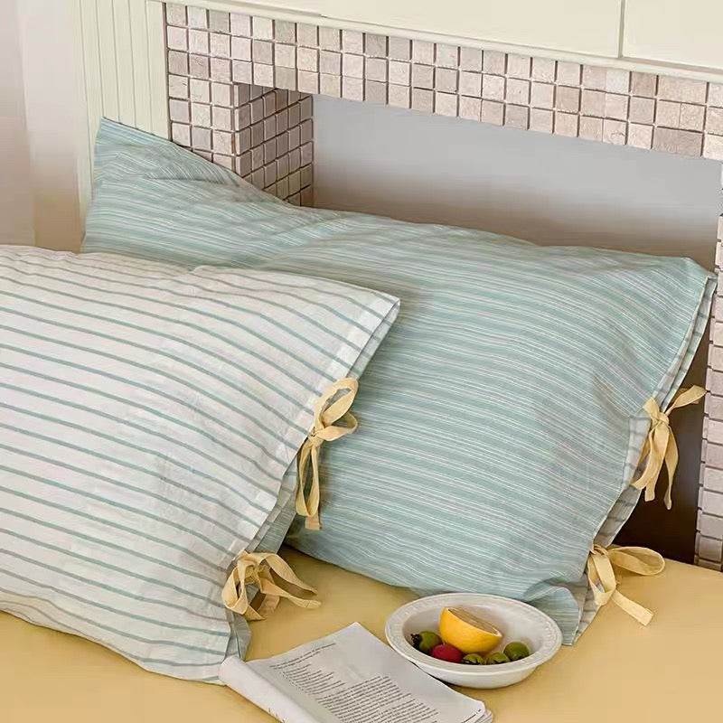 Pastel Striped Bow Pillowcase
