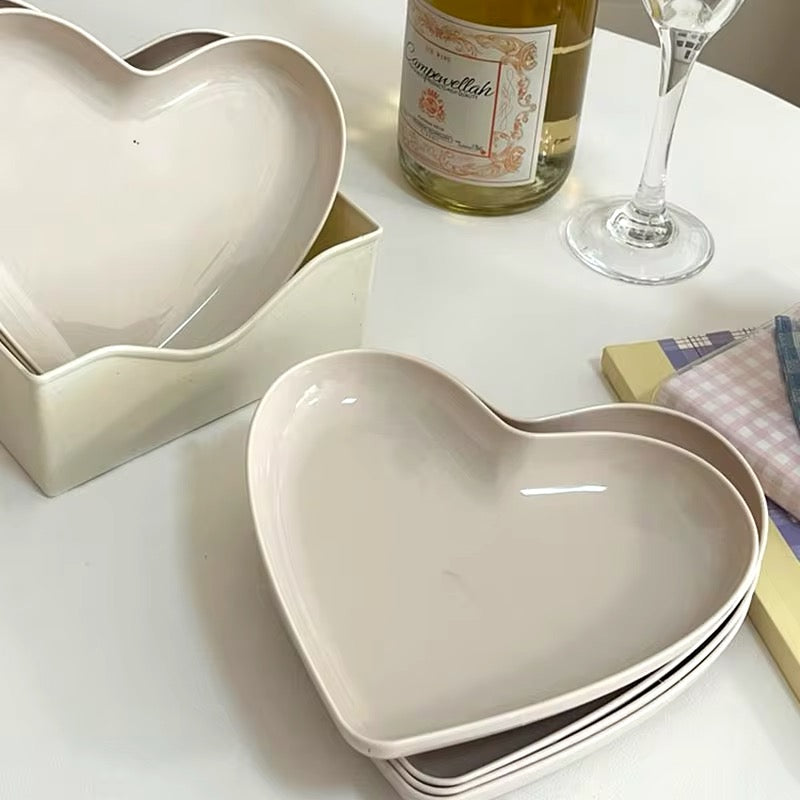 Pink Heart Dishes Set