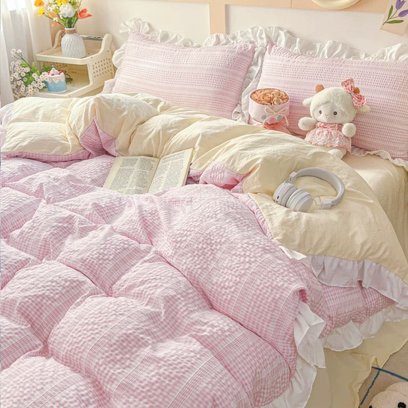 Pink Princess Gingham Bedding Set