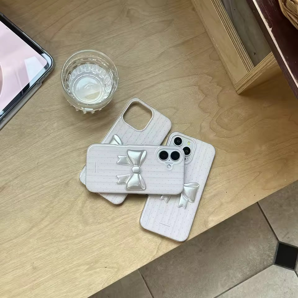 Polka Dot Pearl Bow iPhone Case