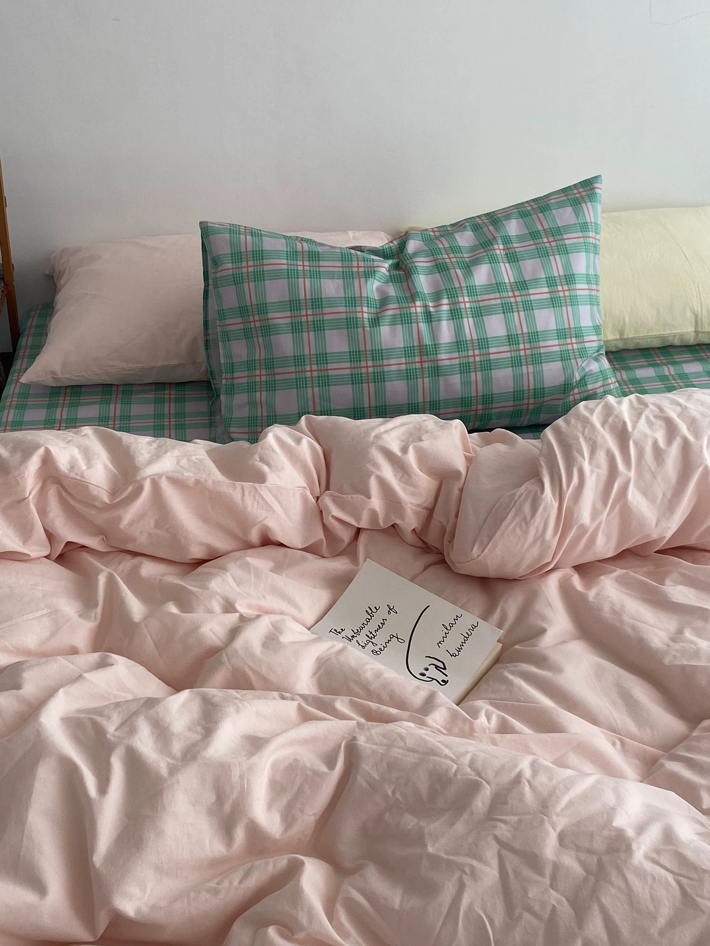 Pink & Mint Green Plaid Bedding Set