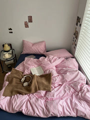 Pink Gingham Aesthetic Duvet Cover Set