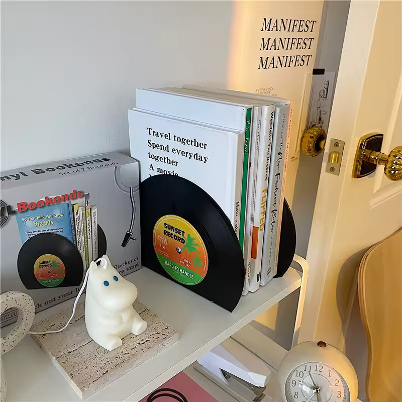 Retro Vinyl Record Bookends