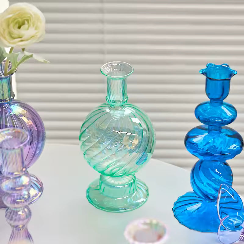 Groovy Glass Taper Candle Holders