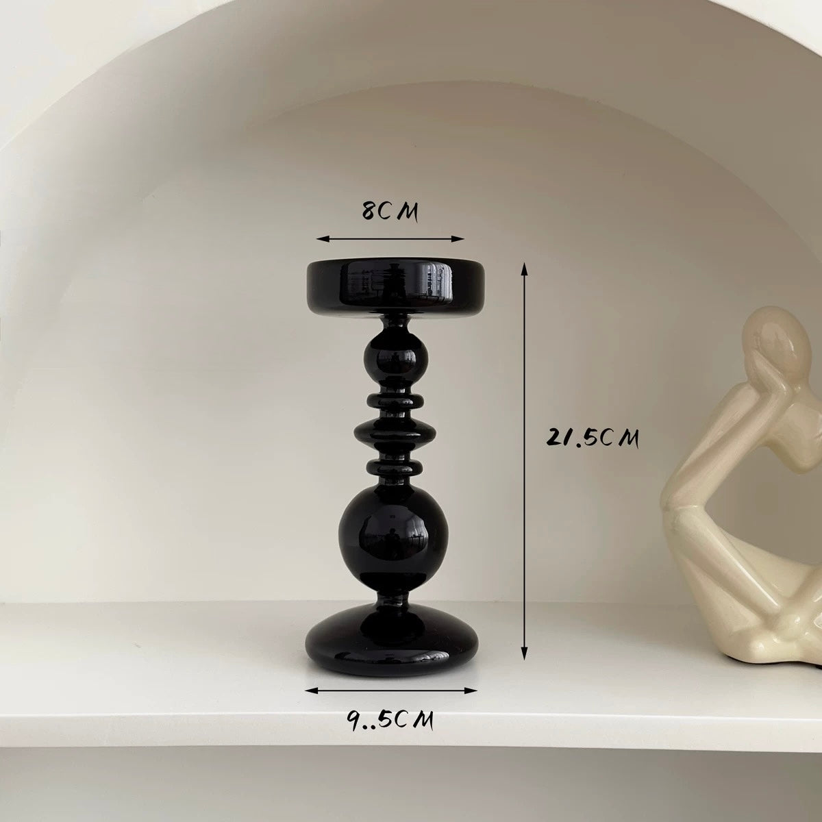 Decorative Black Glass Candle Holder