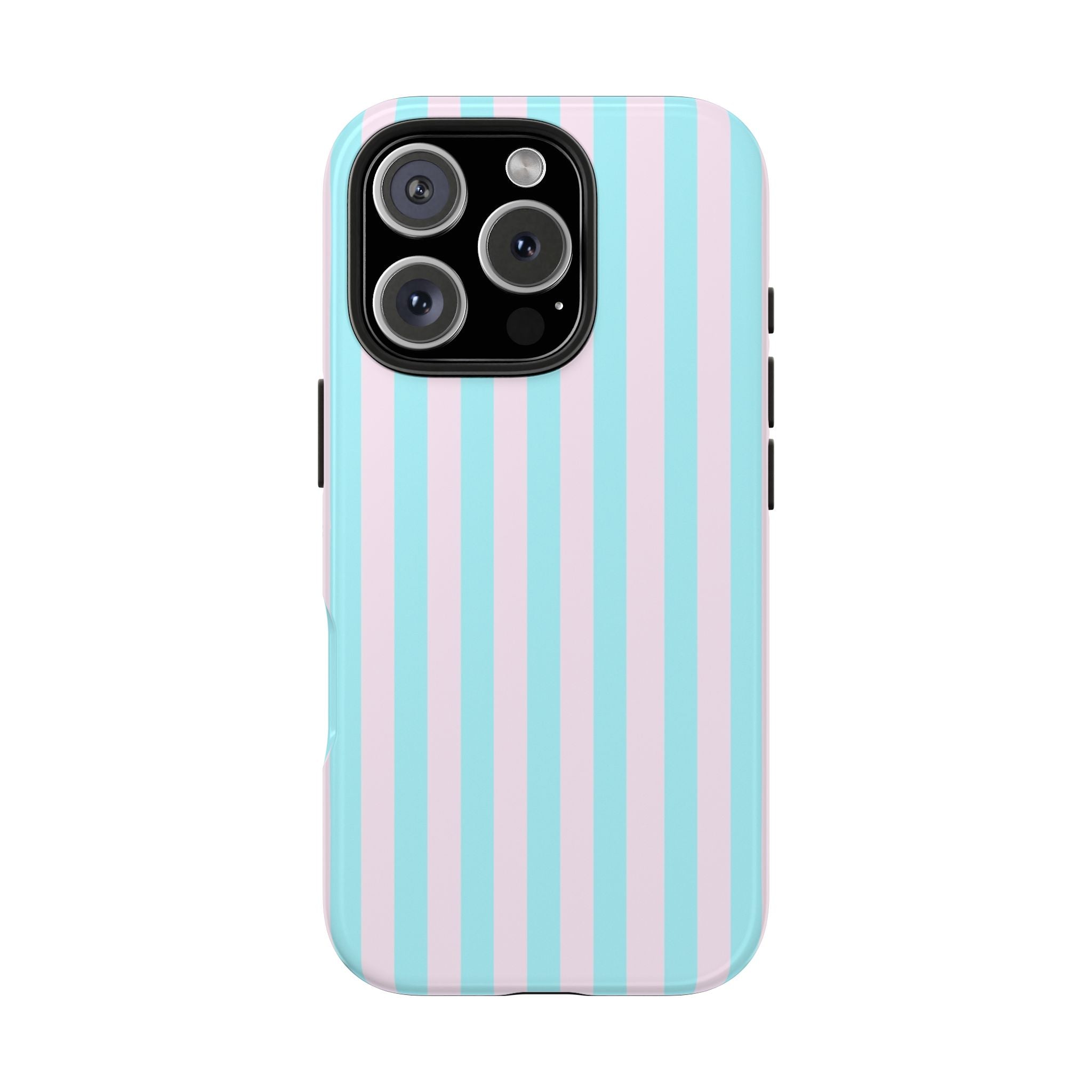 Glossy Turquoise & Pink Striped iPhone Case