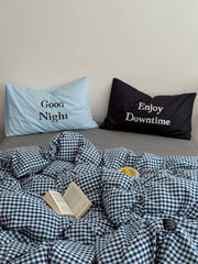 Black & Blue Preppy Gingham Bedding Set